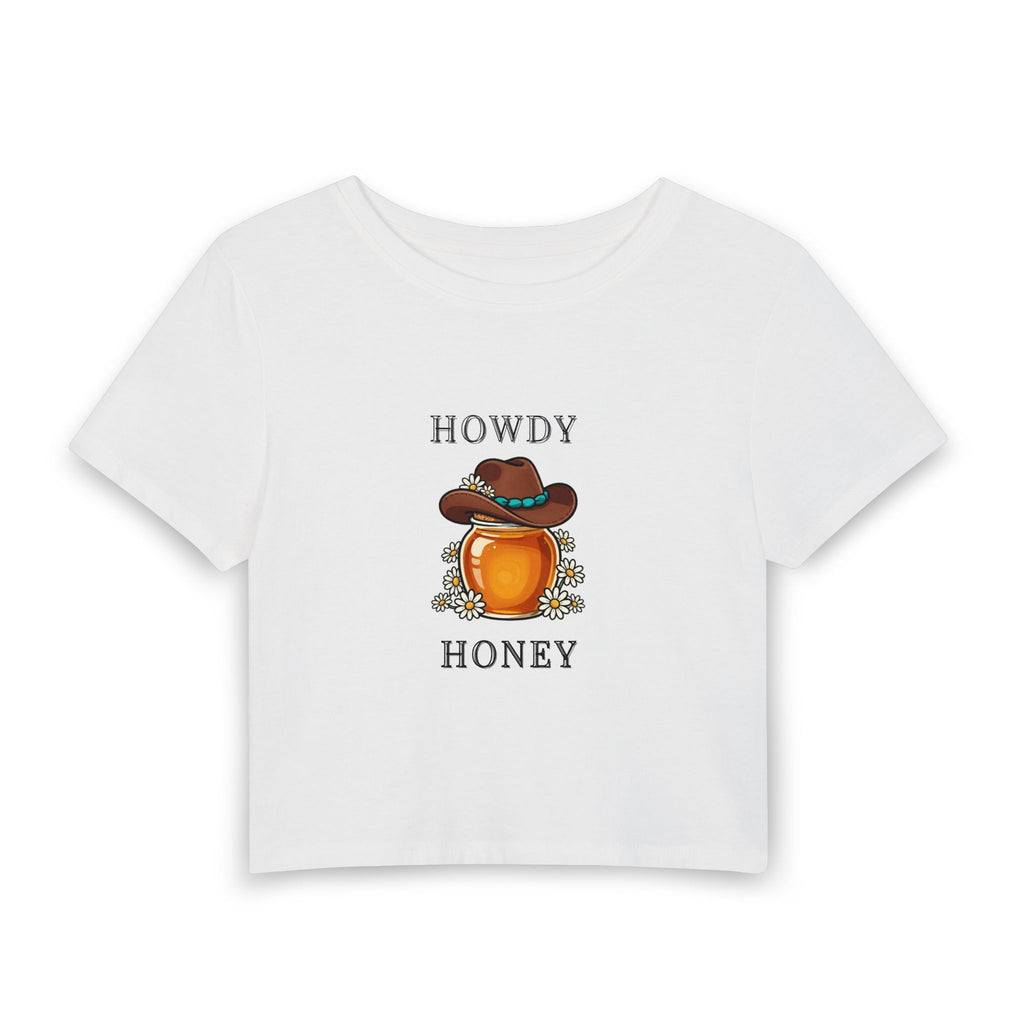 Howdy Honey Baby Tee — Western Cowgirl Jar of Honey Graphic Crop Top