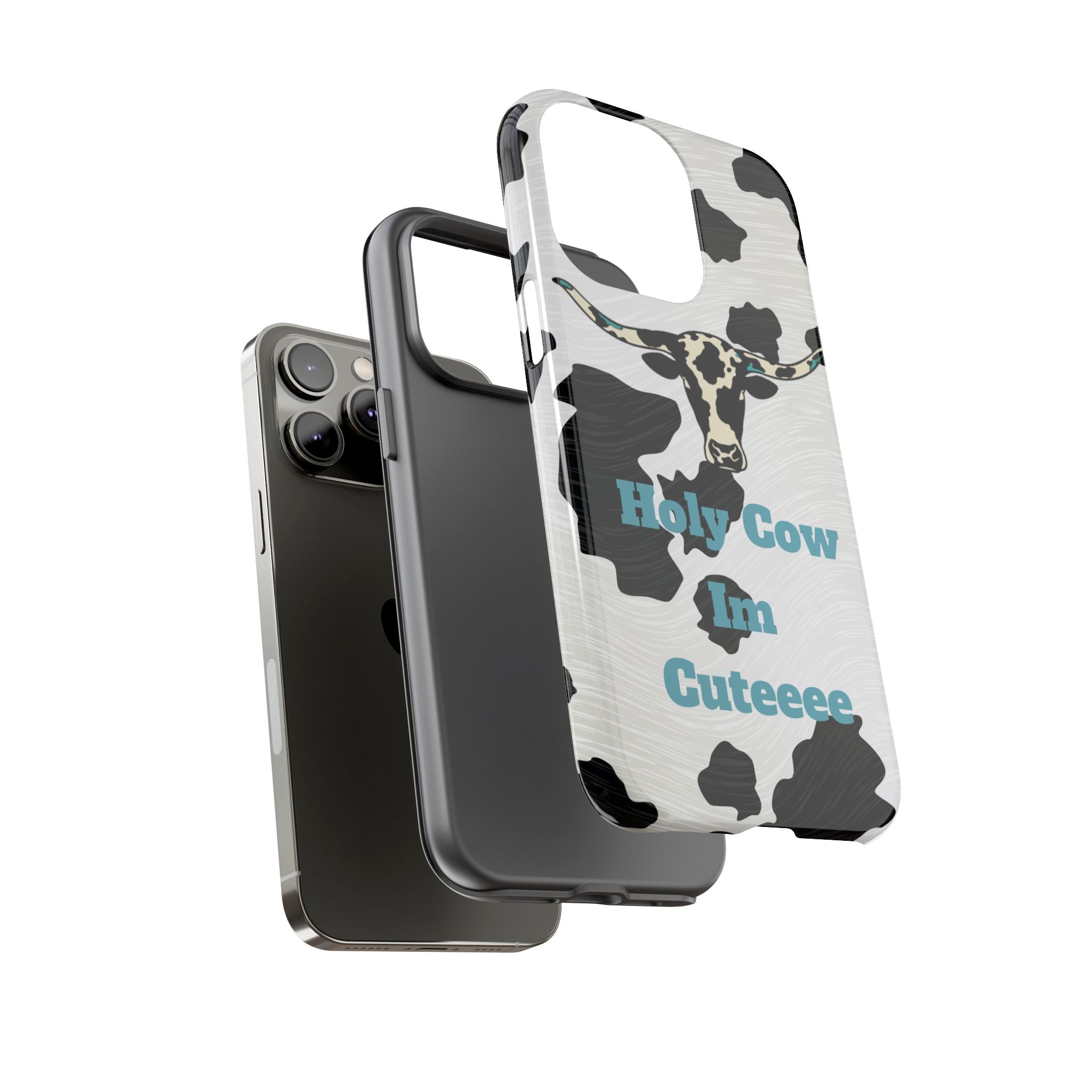 Cow Print Phone Case — "Holy Cow I’m Cuteeee" Cute Western Protective Cover