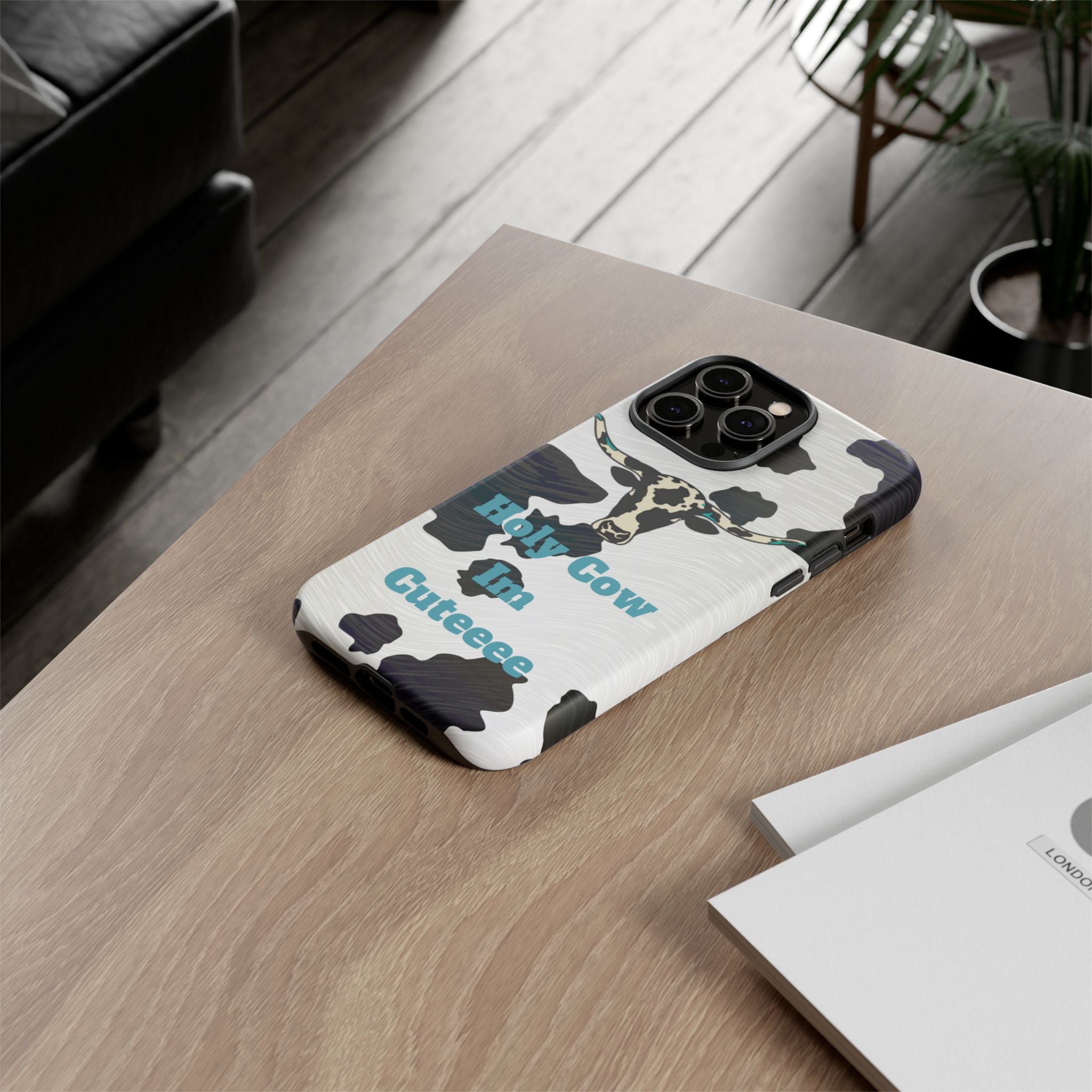 Cow Print Phone Case — "Holy Cow I’m Cuteeee" Cute Western Protective Cover