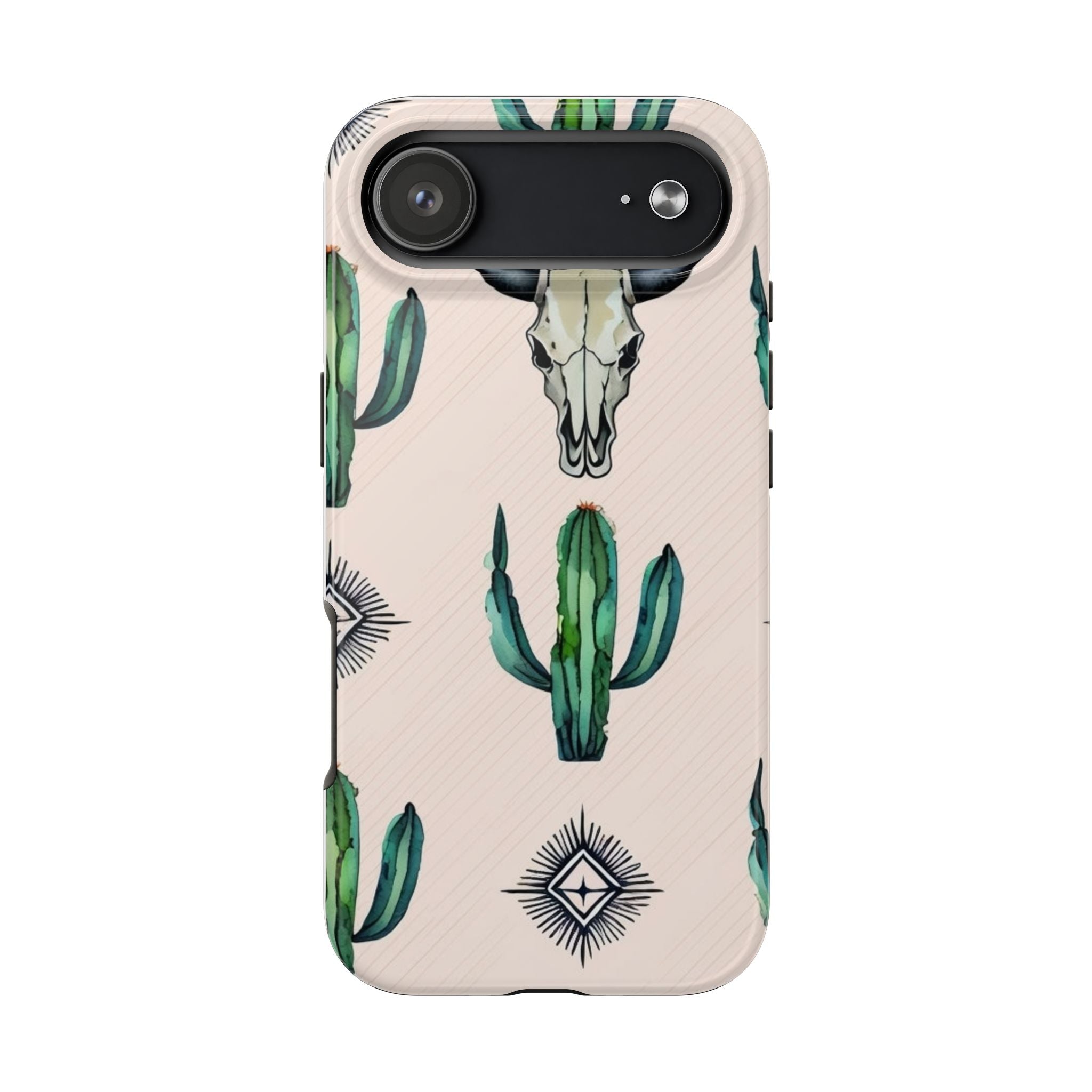 Cactus & Bull Skull Tough Phone Case — Southwestern Desert Pattern