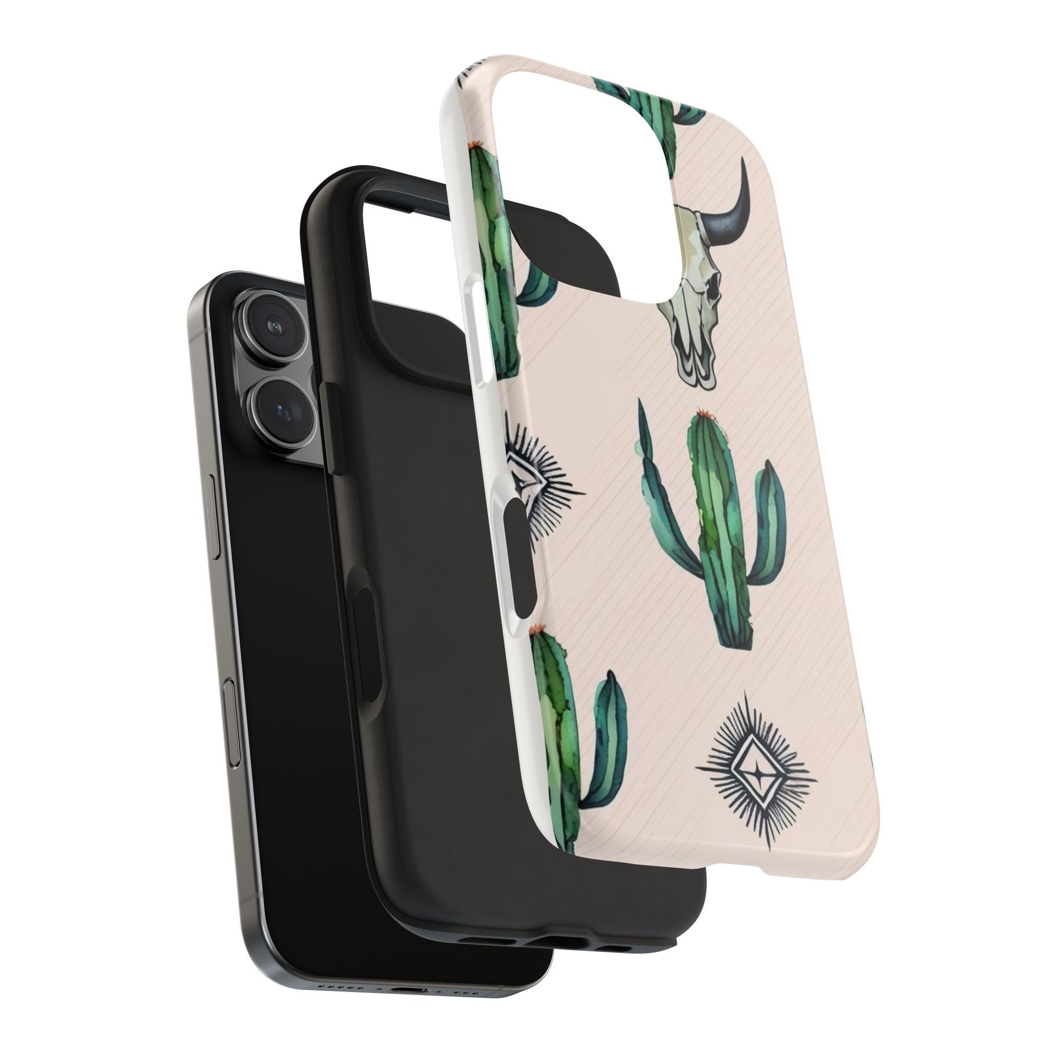 Cactus & Bull Skull Tough Phone Case — Southwestern Desert Pattern