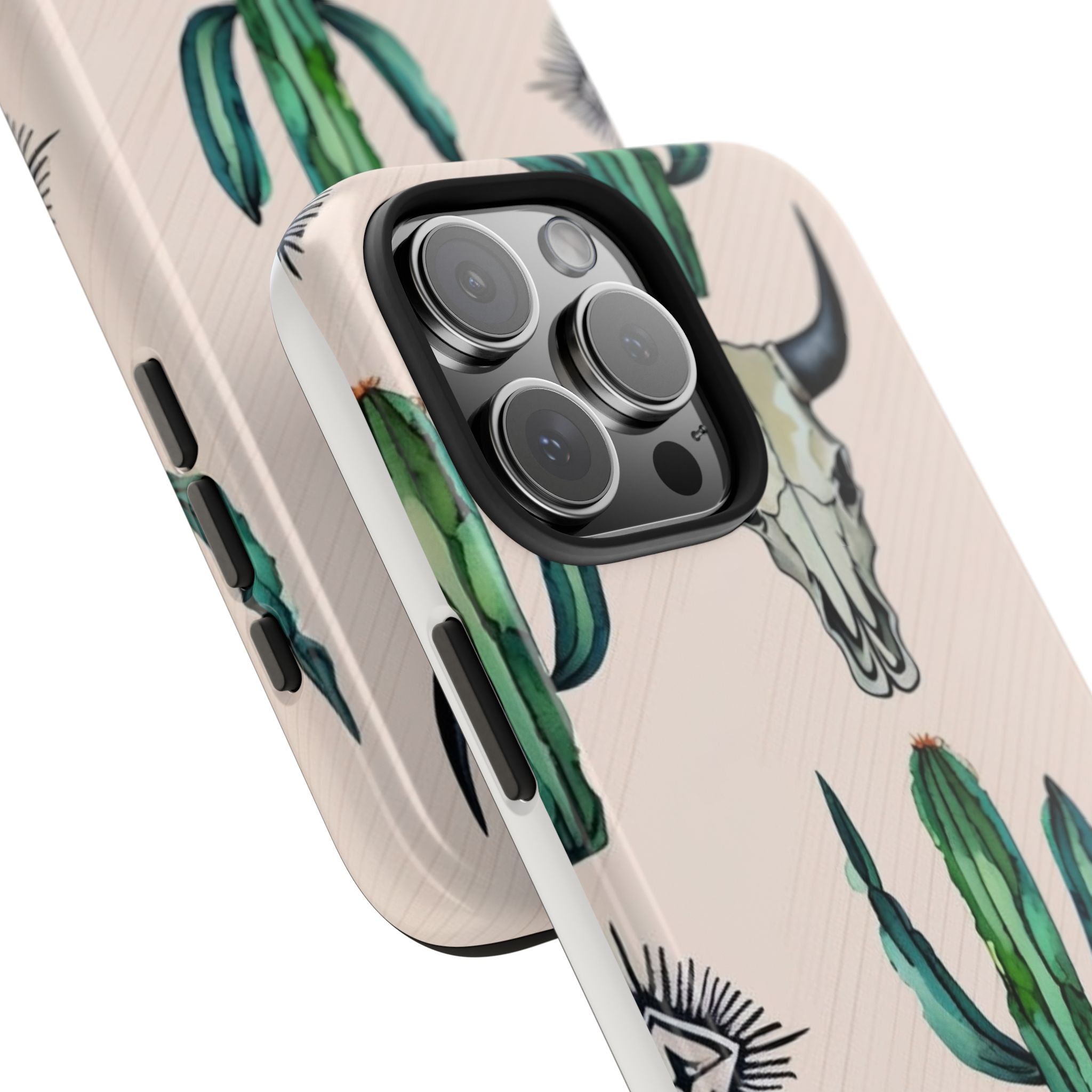 Cactus & Bull Skull Tough Phone Case — Southwestern Desert Pattern