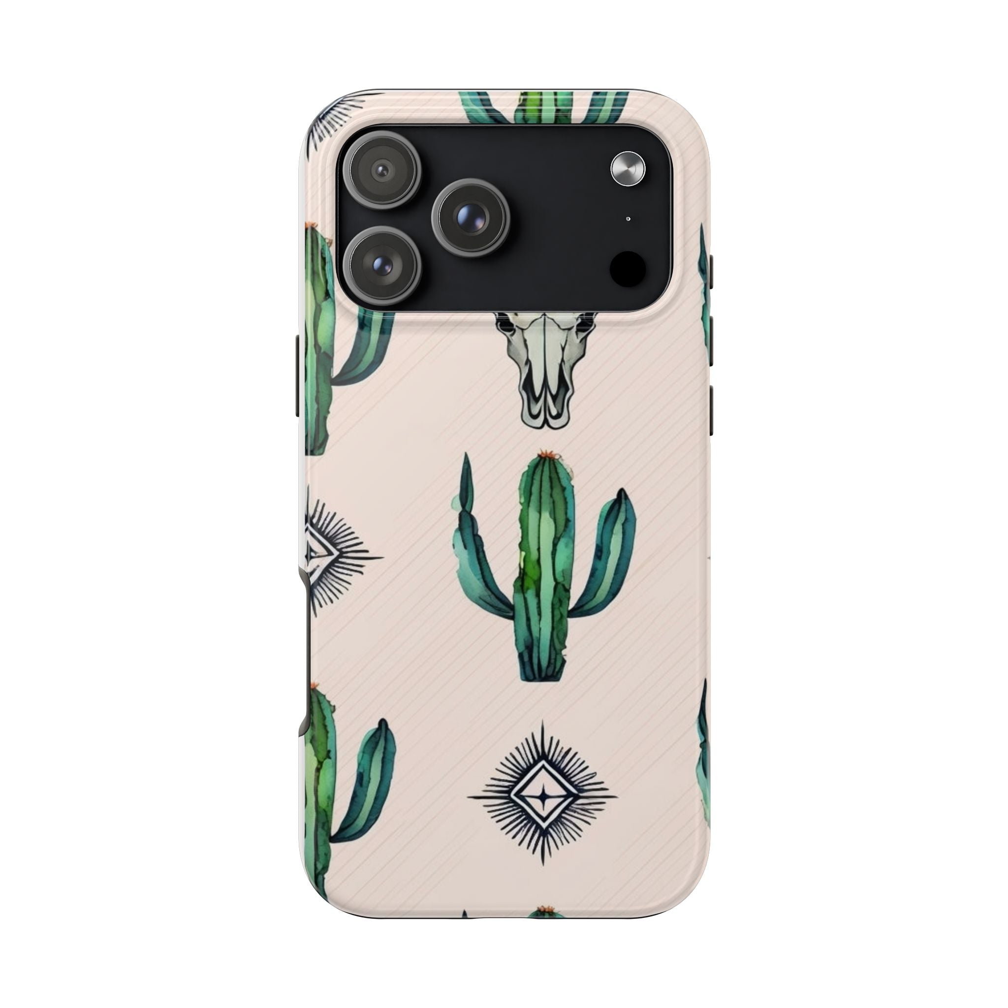 Cactus & Bull Skull Tough Phone Case — Southwestern Desert Pattern