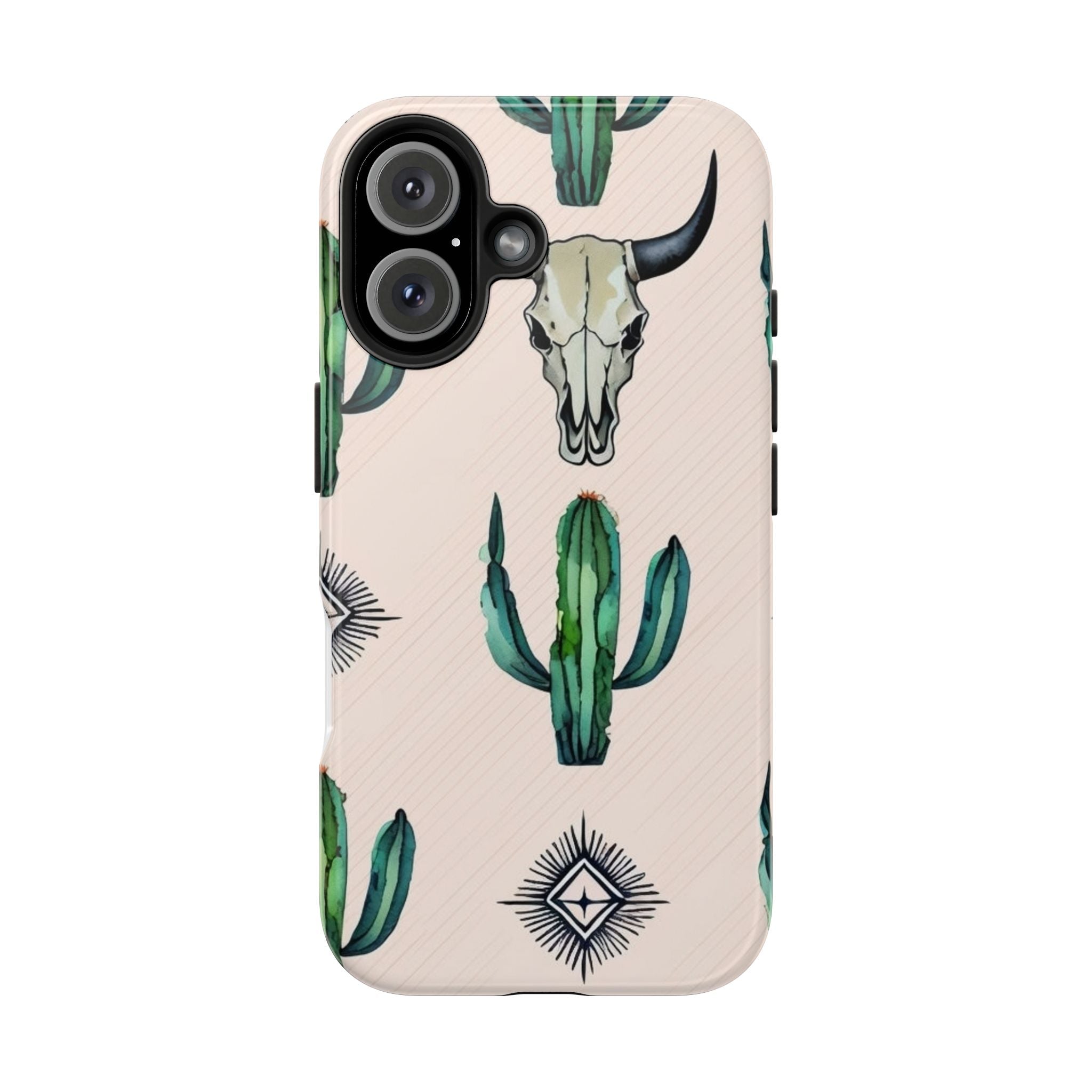 Cactus & Bull Skull Tough Phone Case — Southwestern Desert Pattern