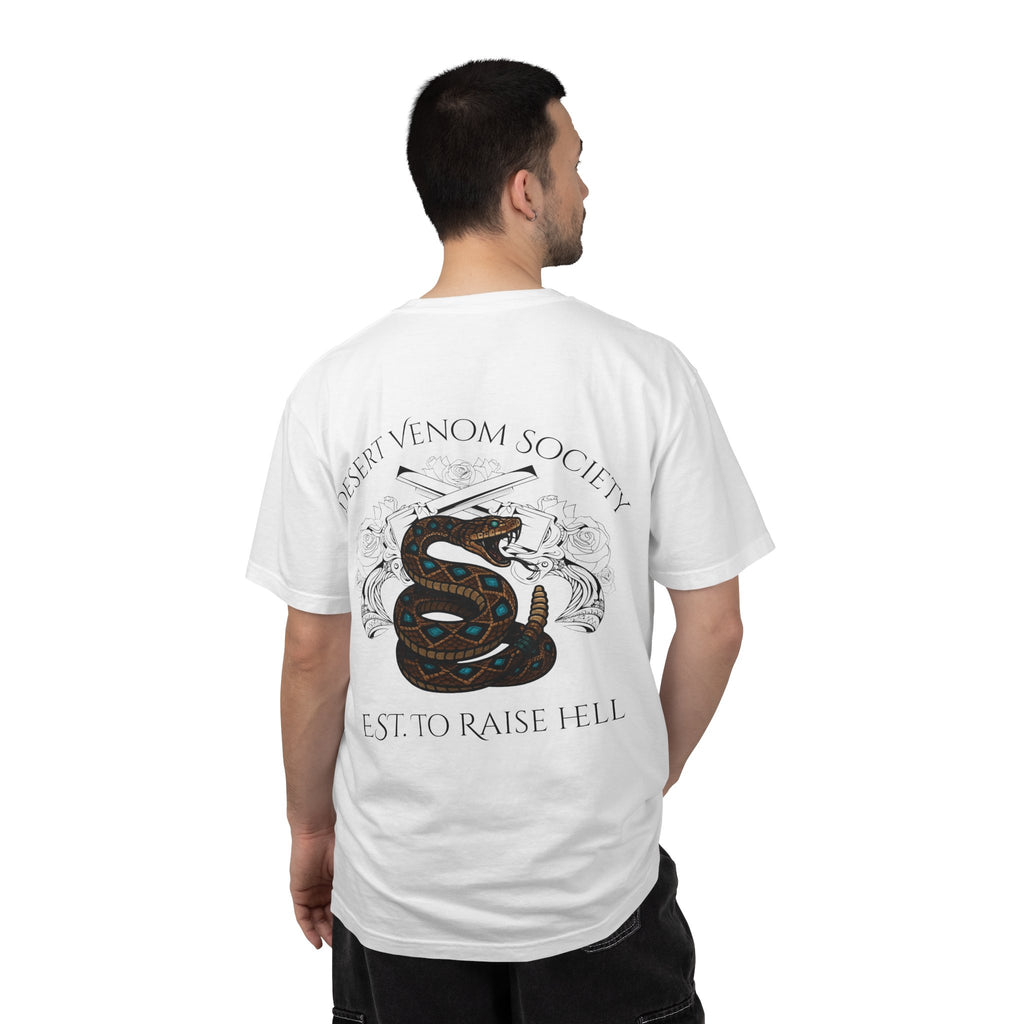 Desert Venom Society T-Shirt — Snake Graphic "Est. To Raise Hell"