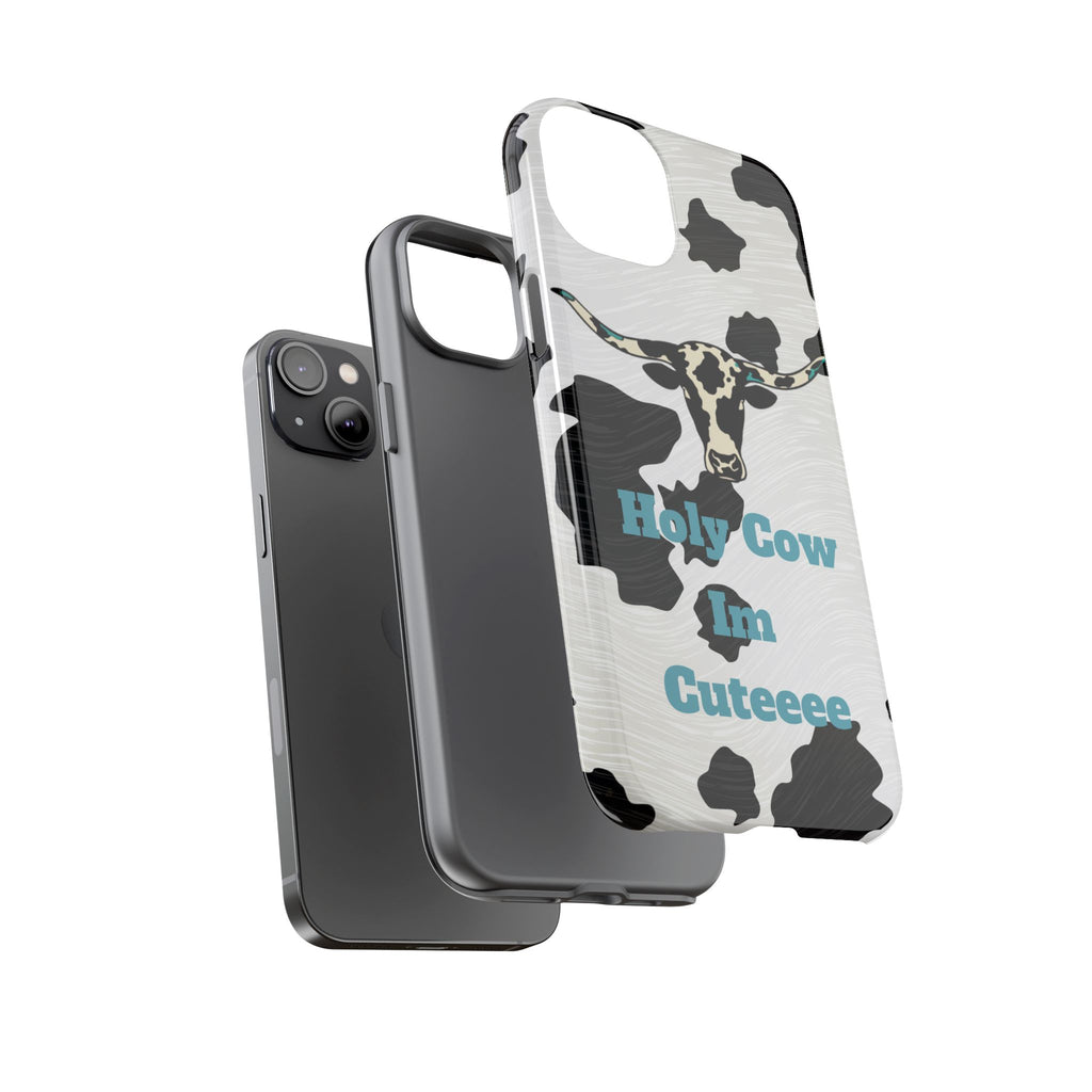 Cow Print Phone Case — "Holy Cow I’m Cuteeee" Cute Western Protective Cover