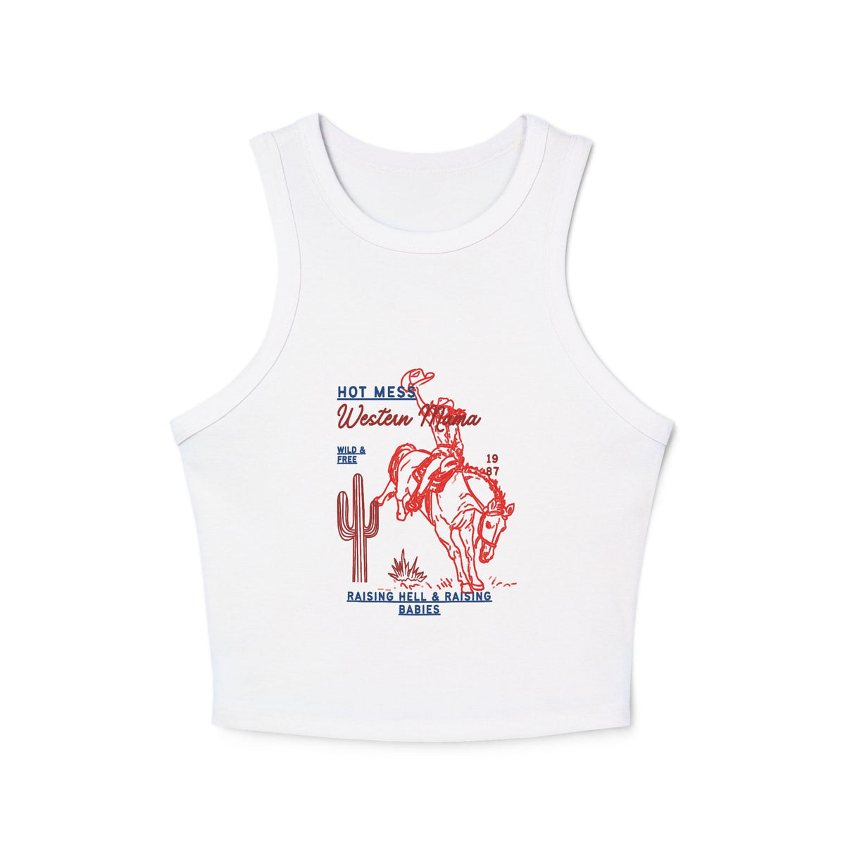 Rodeo Rider Racer Tank Top — Vintage Western Cowgirl Graphic