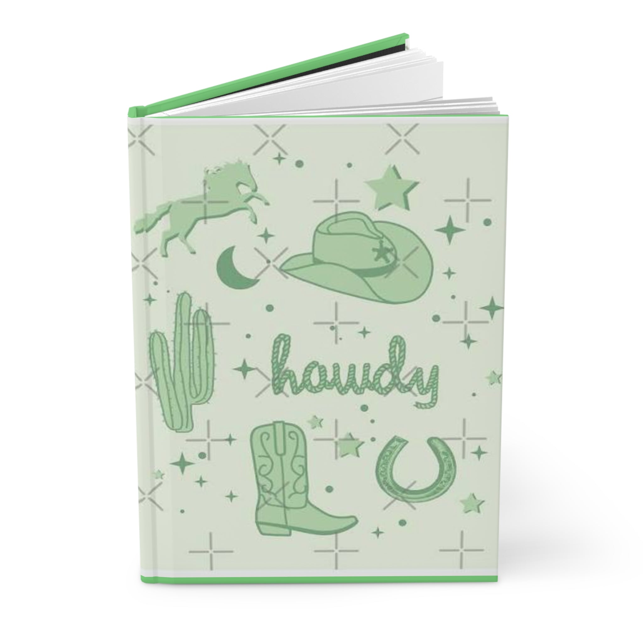 Howdy Cowgirl Journal — Western Cowboy Boot & Hat Hardcover Notebook