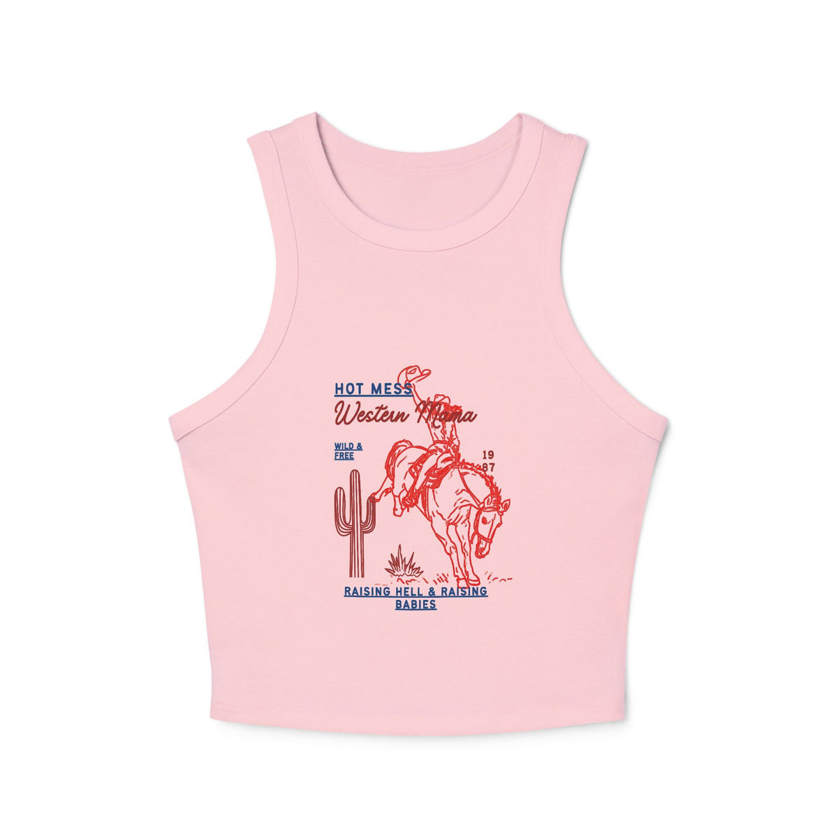 Rodeo Rider Racer Tank Top — Vintage Western Cowgirl Graphic
