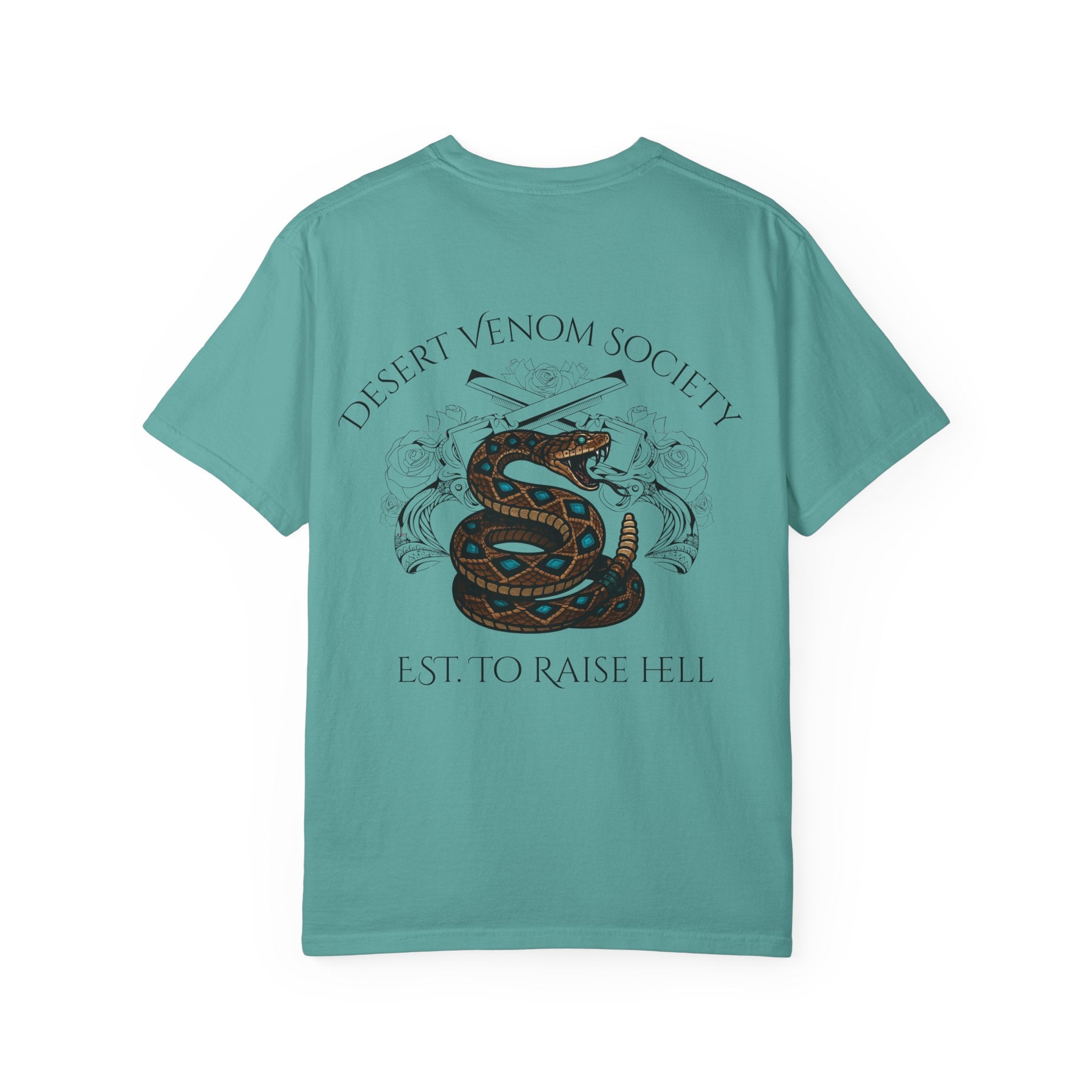 Desert Venom Society T-Shirt — Snake Graphic "Est. To Raise Hell"