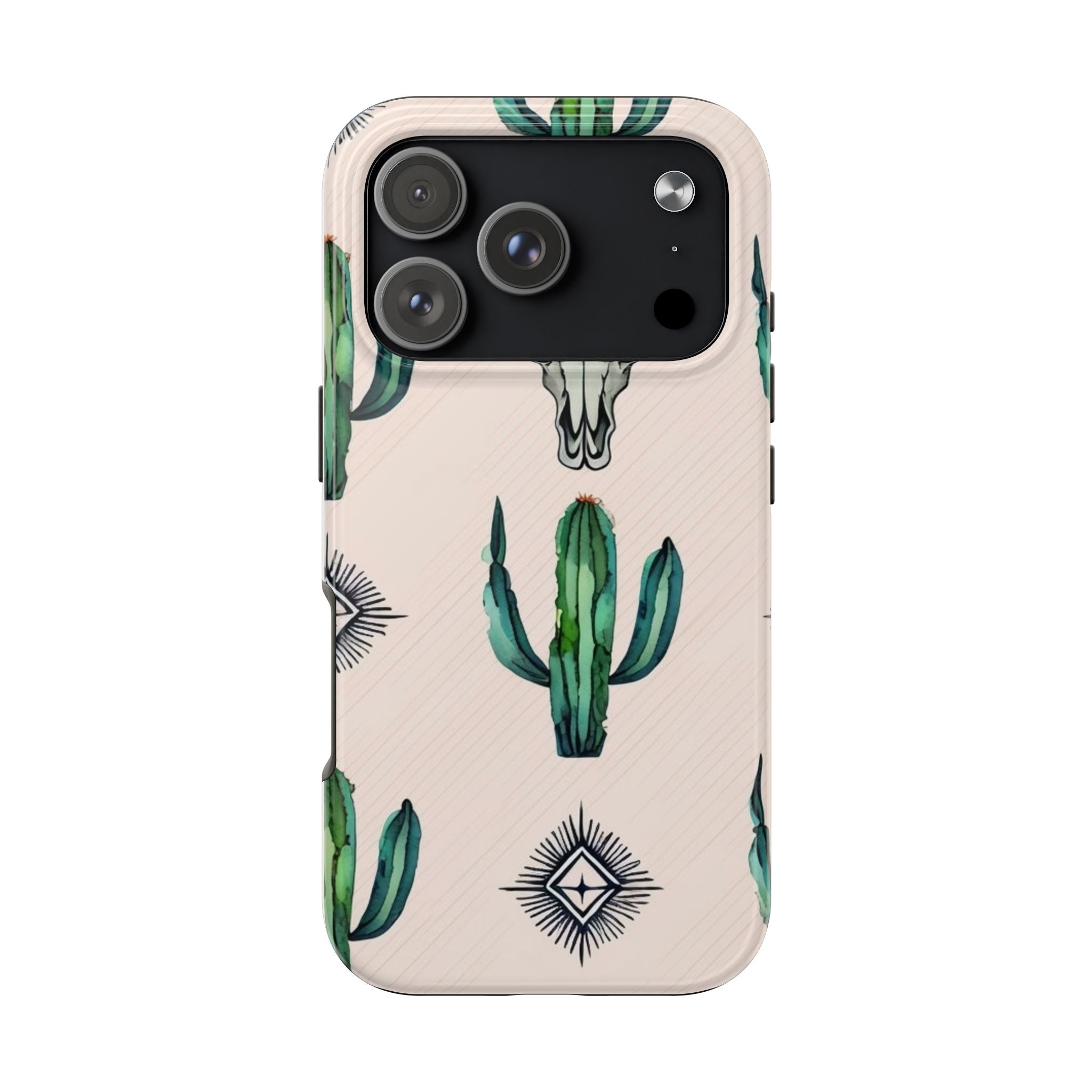 Cactus & Bull Skull Tough Phone Case — Southwestern Desert Pattern