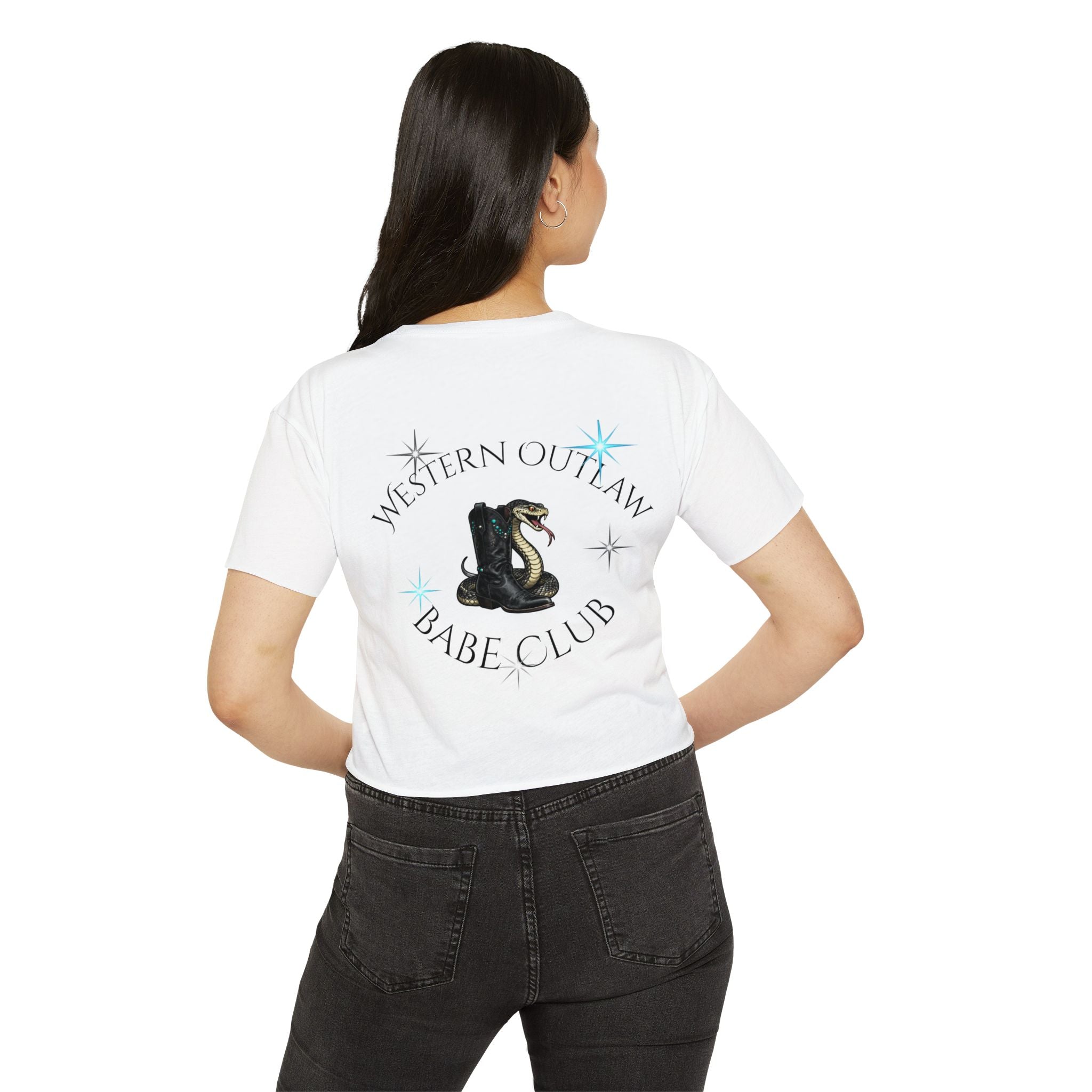 Western Outlaw Babe Club Crop Top — Women's Festival Graphic Tee