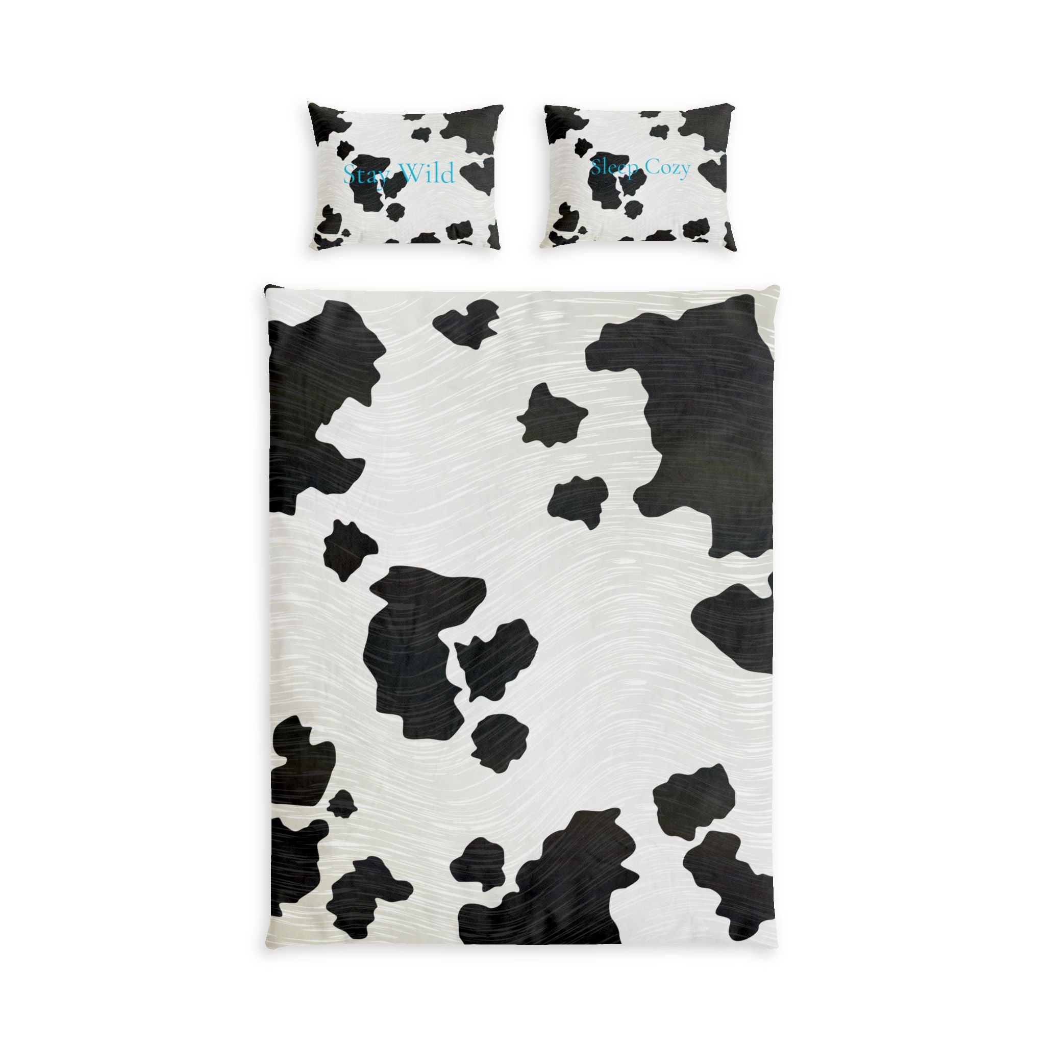 Cow Print Cotton Bed Set – Black & White Farmhouse Duvet Cover