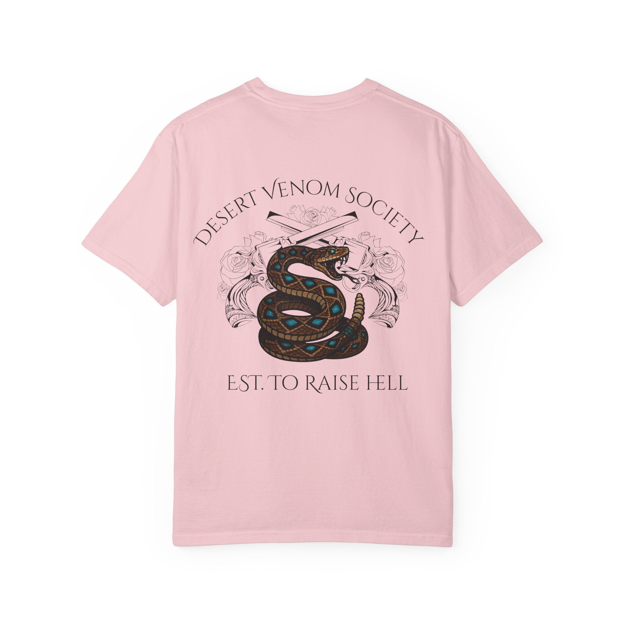 Desert Venom Society T-Shirt — Snake Graphic "Est. To Raise Hell"