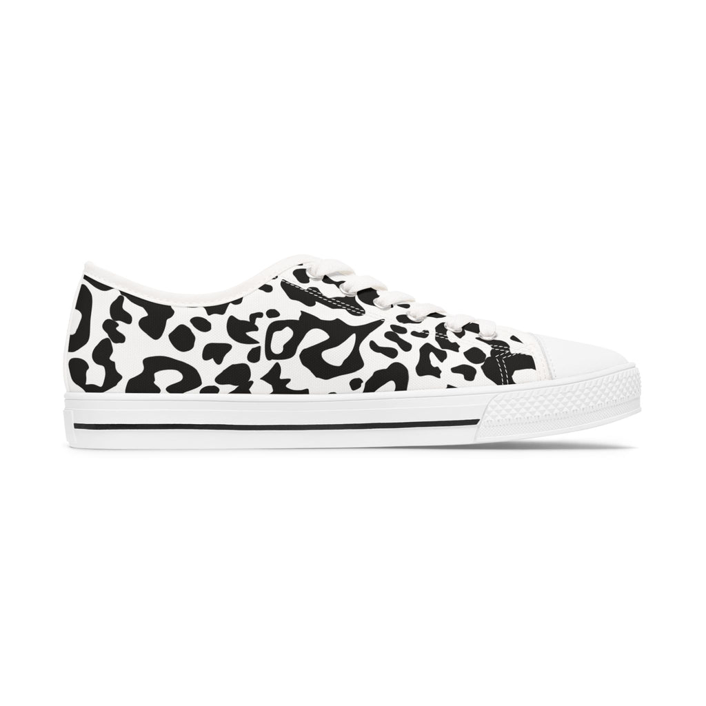 Low Top Sneakers — Black & White Leopard Print with Teal Accent
