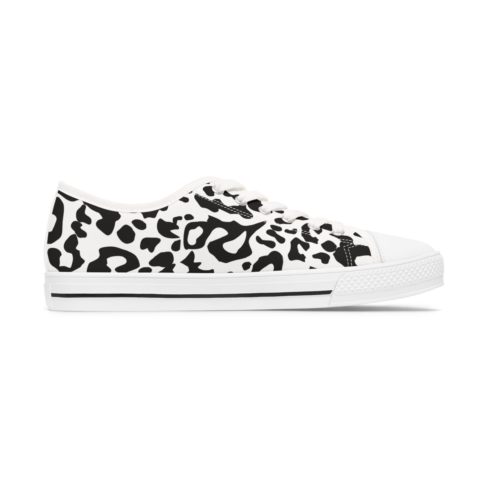 Low Top Sneakers — Black & White Leopard Print with Teal Accent