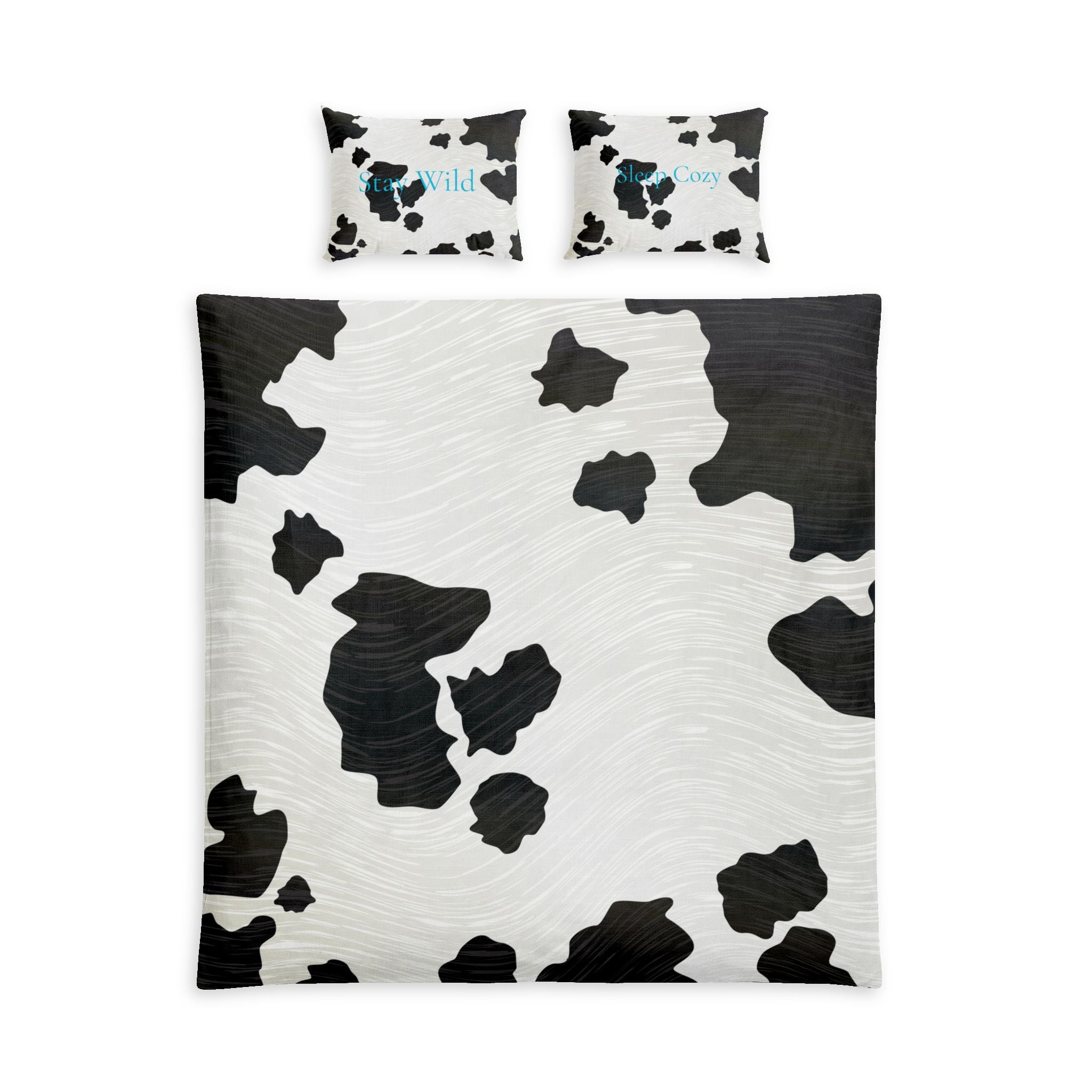 Cow Print Cotton Bed Set – Black & White Farmhouse Duvet Cover