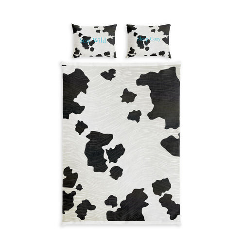 Cow Print Cotton Bed Set – Black & White Farmhouse Duvet Cover