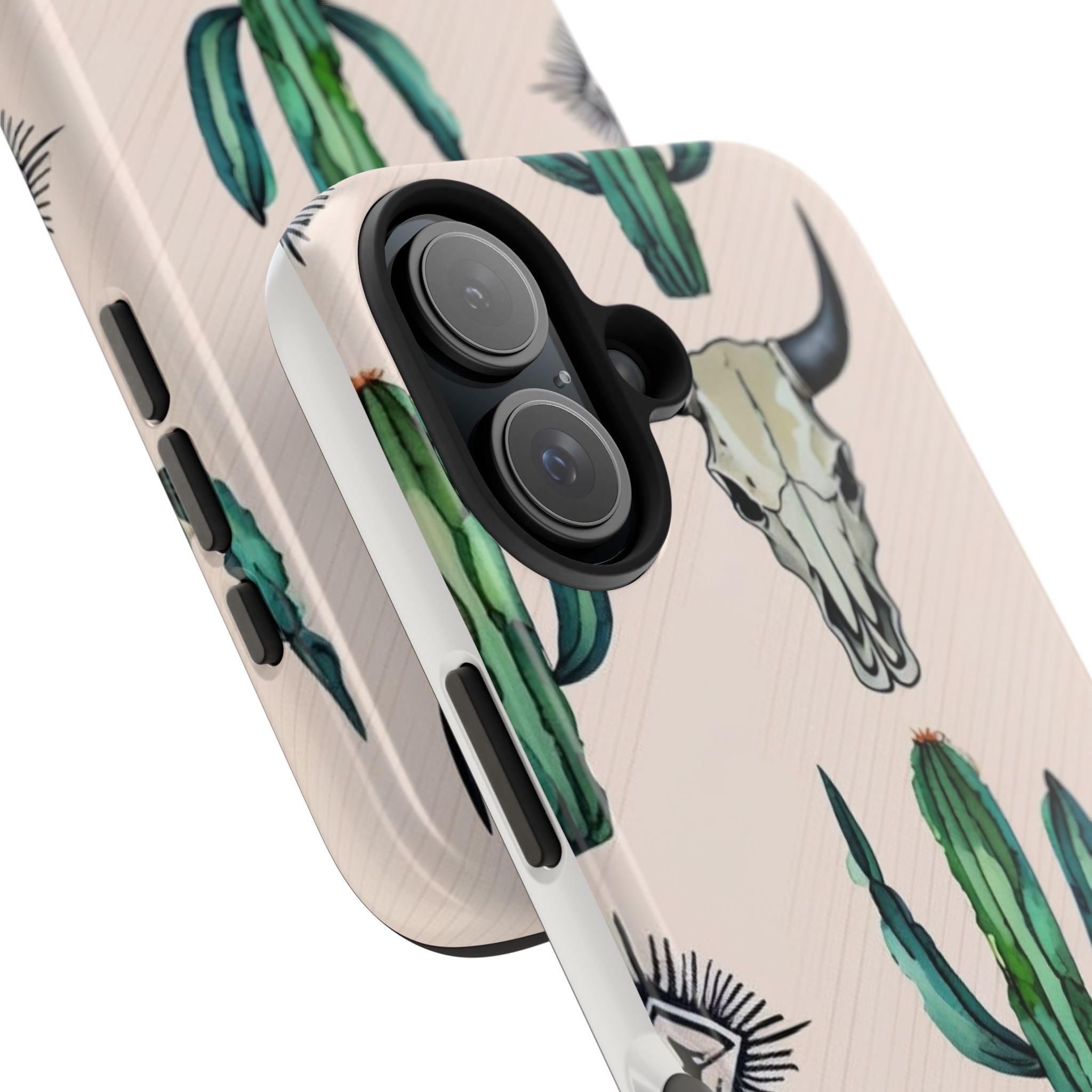 Cactus & Bull Skull Tough Phone Case — Southwestern Desert Pattern